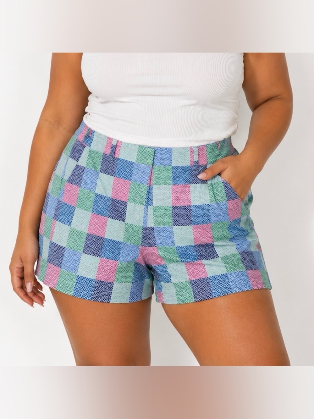 Vineyard Vines Pastel Checkerboard Shorts in Blue, Pink & Green